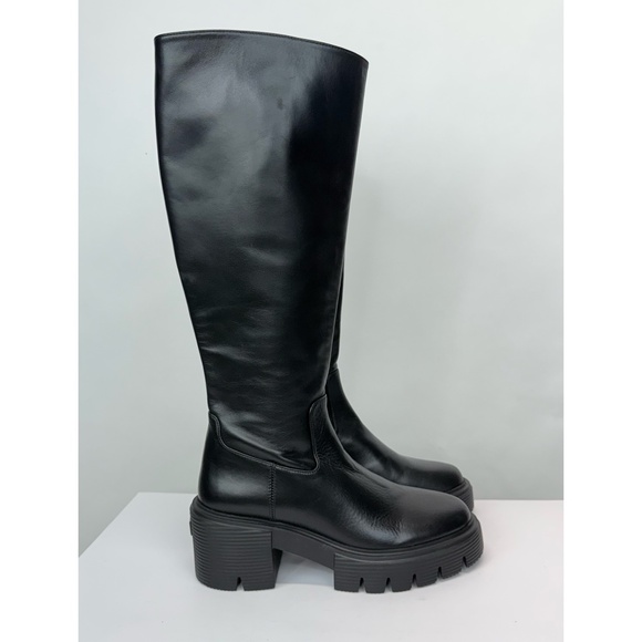 New Stuart Weitzman Soho Knee High Boot Black Leather Sz 7 - Picture 4 of 16